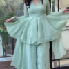 Mint Green Peplum Kurta Set with Palazzo Pants