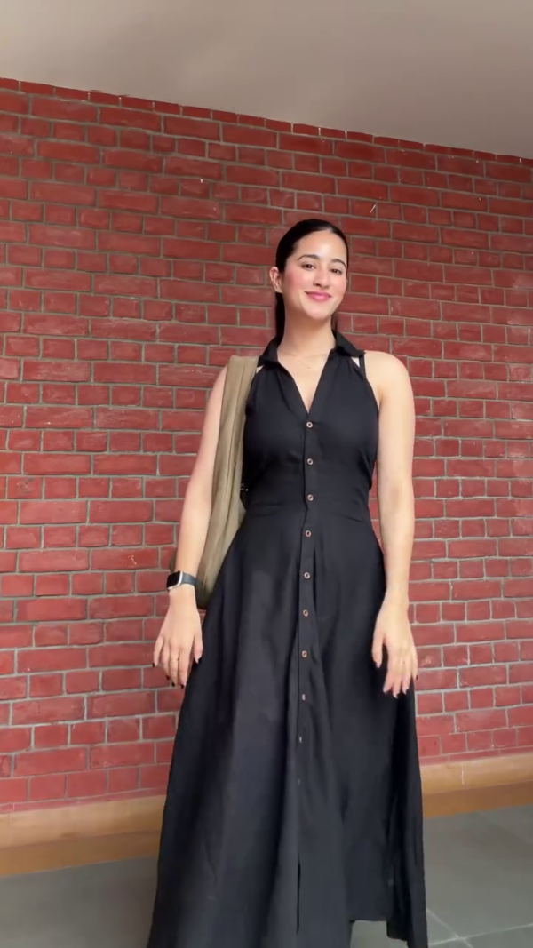 Black Button-Down Halter Maxi Dress