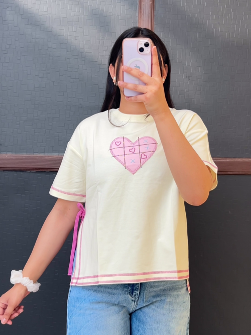 Off-White Heart Graphic Tie-Up T-Shirt