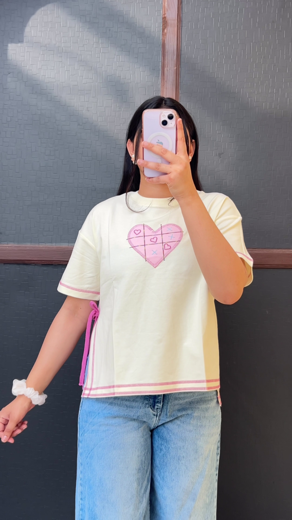 Off-White Heart Graphic Tie-Up T-Shirt