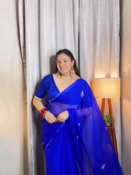 Royal Blue Sheer Saree