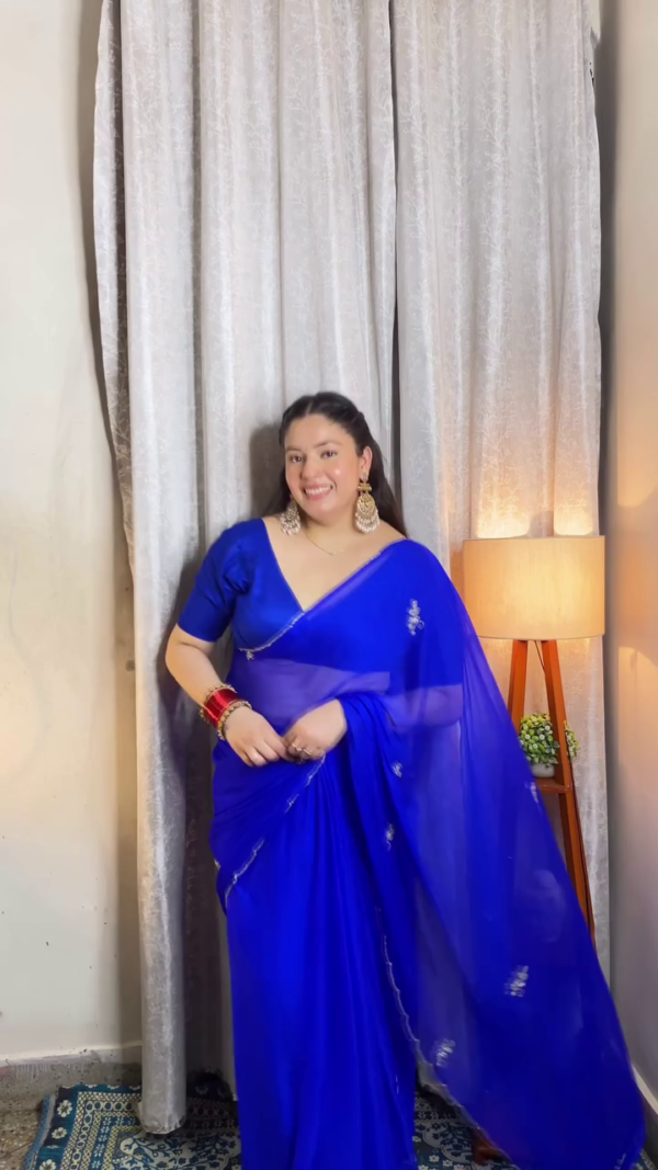 Royal Blue Sheer Saree
