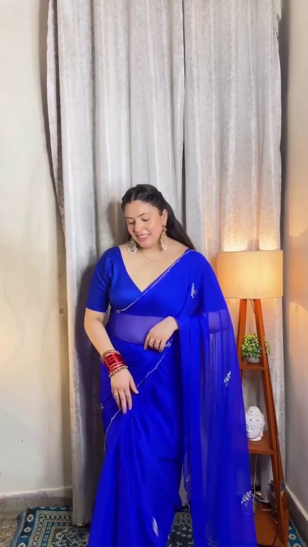 Royal Blue Sheer Saree