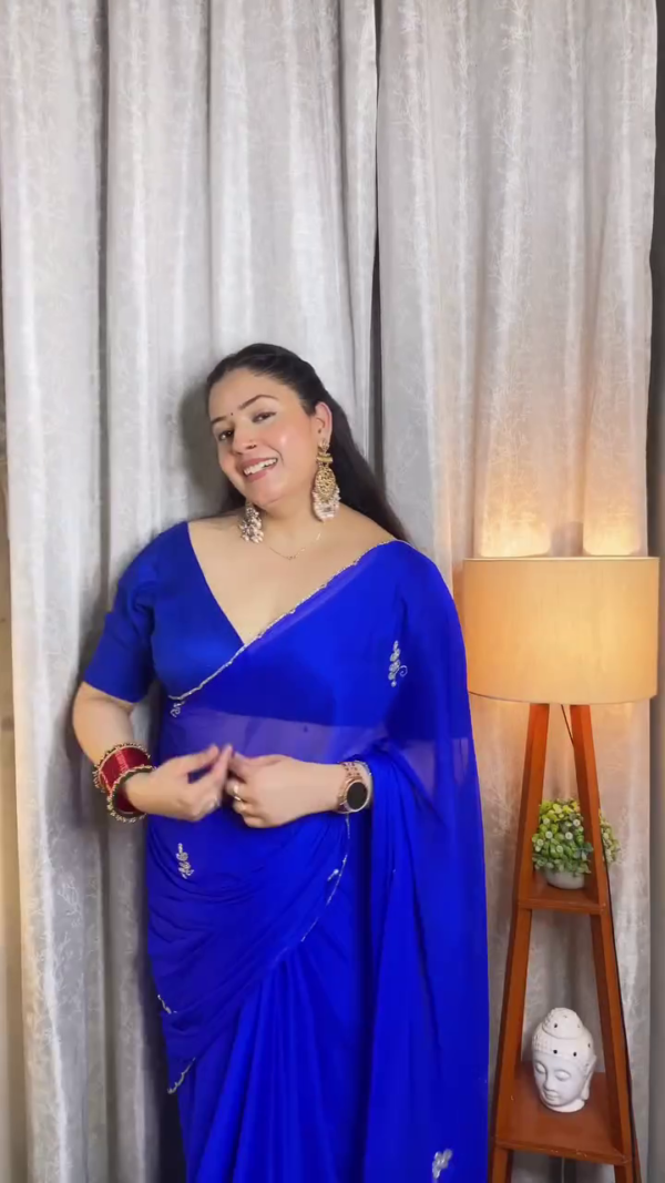 Royal Blue Sheer Saree