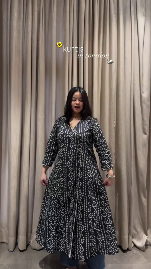 🖤 Black Bandhani Printed Anarkali Kurta