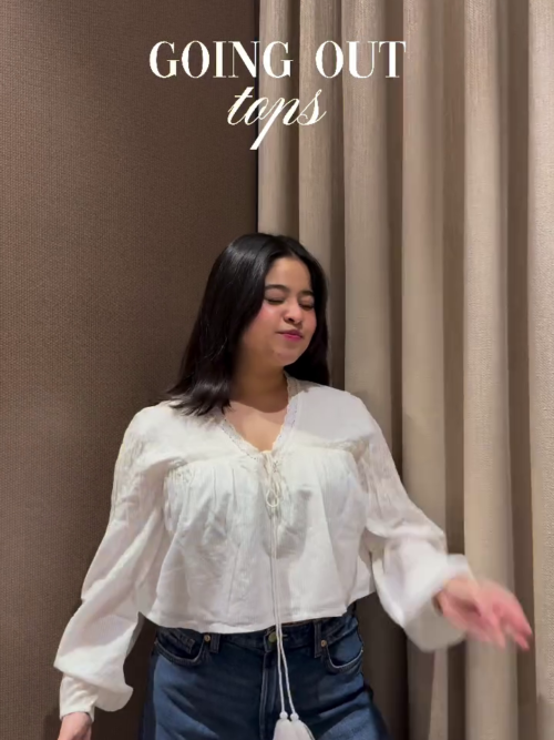 🤍 White Tie-Up Cotton Long Sleeve Peasant Blouse