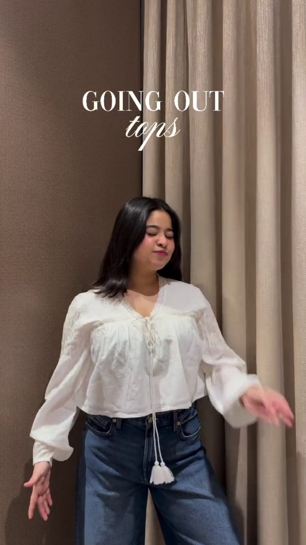 🤍 White Tie-Up Cotton Long Sleeve Peasant Blouse