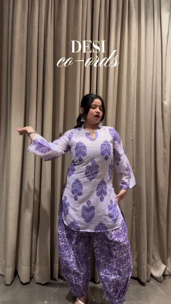 💙 Blue & White Peacock-Printed Indo Era Cotton Blend Kurta Set