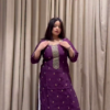 💜 Purple Embroidered Straight Kurta Set for Women