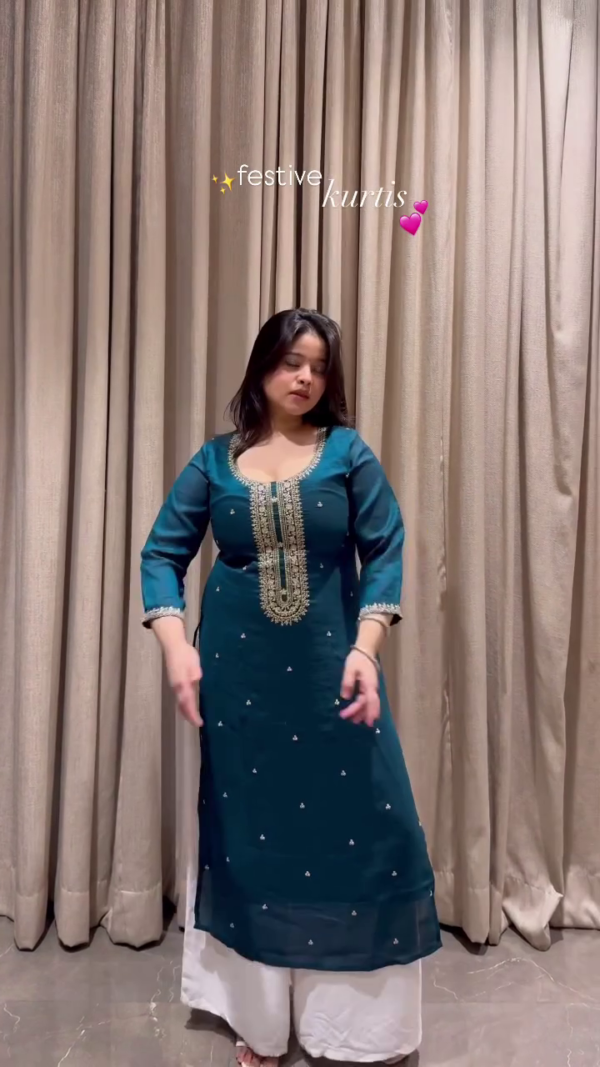 💜 Purple Embroidered Straight Kurta Set for Women