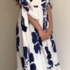 Blue & White Printed Maxi Dress