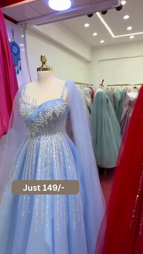 Sky Blue Embellished Party Gown