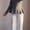 Grey Peplum Top with Wide Pants