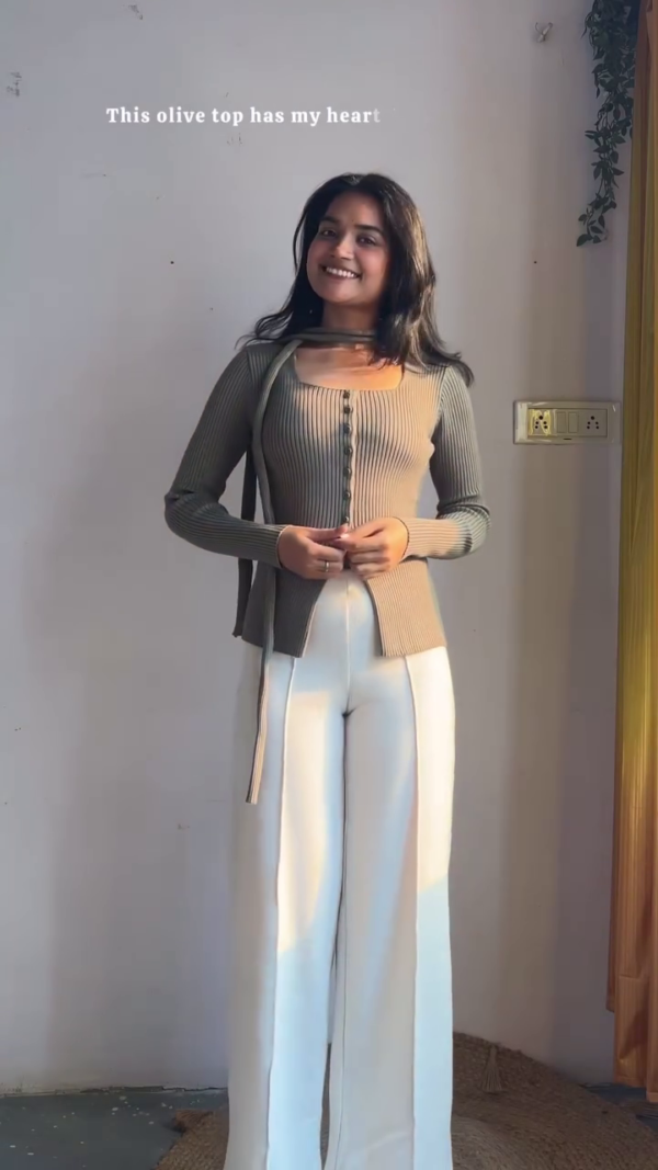 Grey Peplum Top with Wide Pants