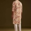 Cream Brown Silk Floral Printed Kurta Set