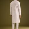 Off White Silk Kurta Set With Thread And Mirror Work