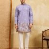 Luxury Lavender Embroidered Designer Kurta Set For Special Occasion