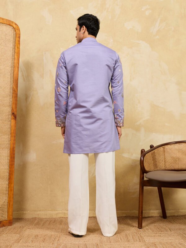 Luxury Lavender Embroidered Designer Kurta Set For Special Occasion