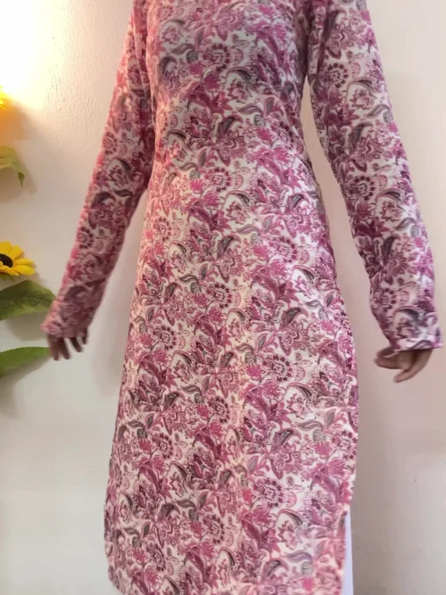 Pink Floral Straight Fit Kurti