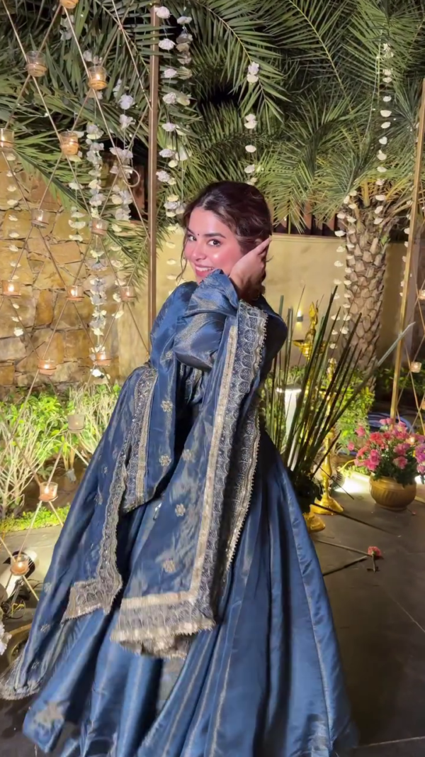 Navy Blue Silk Lehenga Set