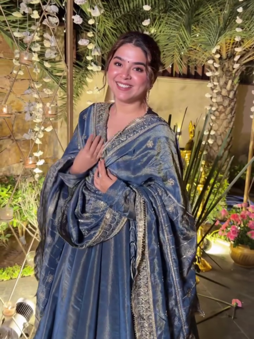 Navy Blue Silk Lehenga Set