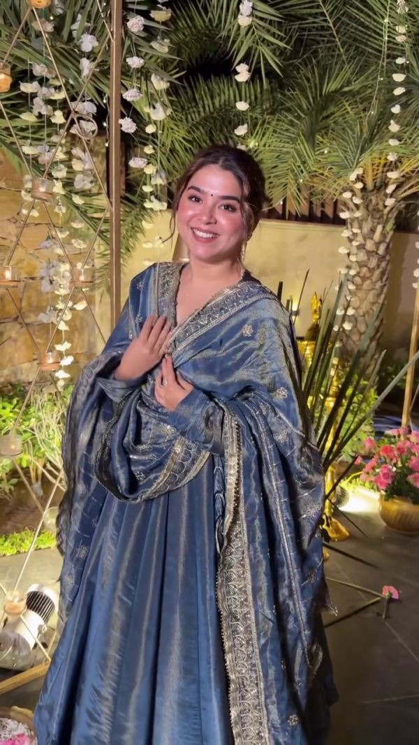 Navy Blue Silk Lehenga Set