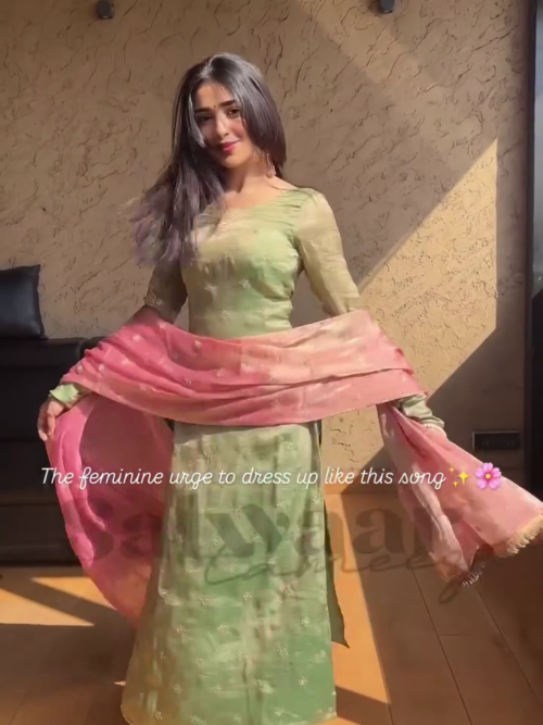 Pastel Green Kurta Set with Dupatta
