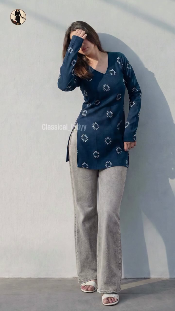 Maroon Printed Long Kurti Top