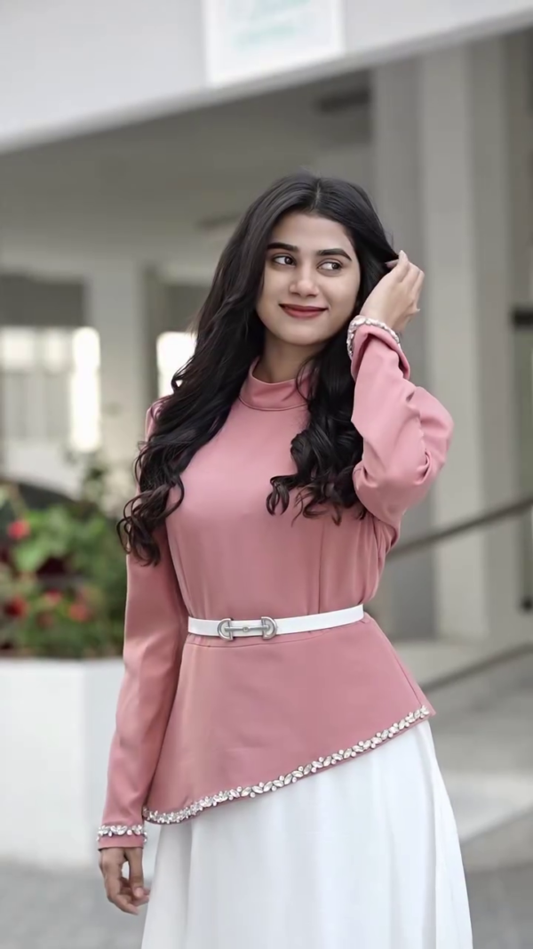 Elegant Pink Top with Palazzo Pants