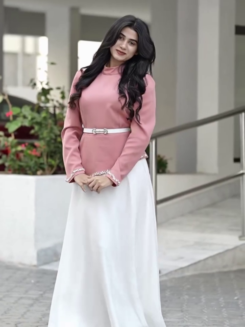Elegant Pink Top with Palazzo Pants