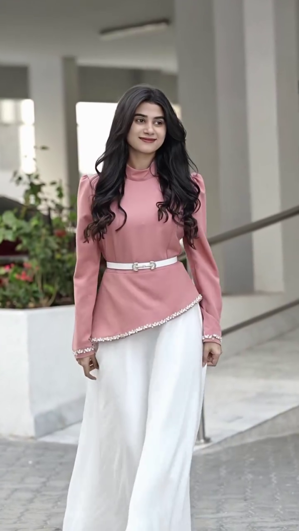 Elegant Pink Top with Palazzo Pants