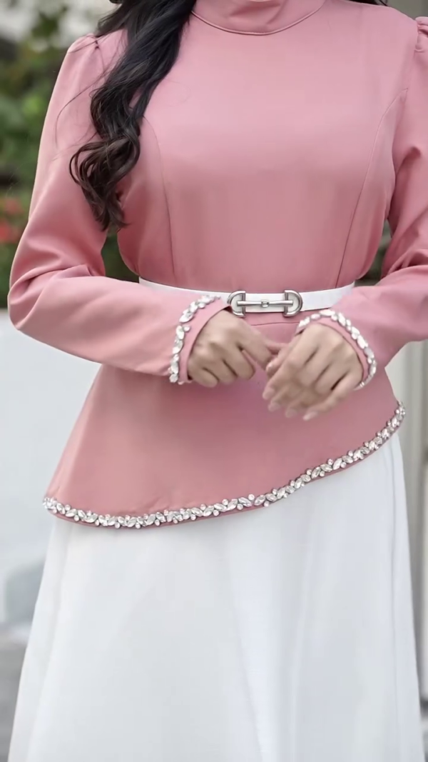 Elegant Pink Top with Palazzo Pants