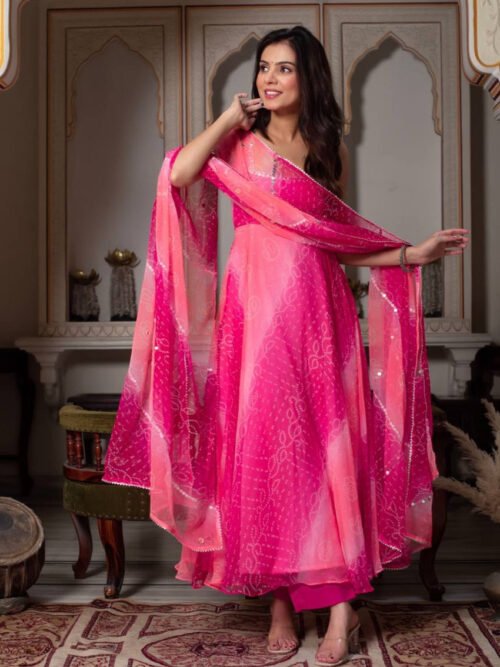 Pink Multi-Shade Anarkali Suit Set