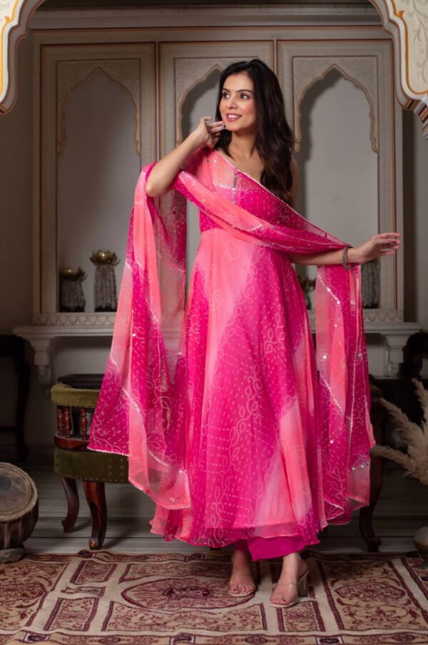 Pink Multi-Shade Anarkali Suit Set