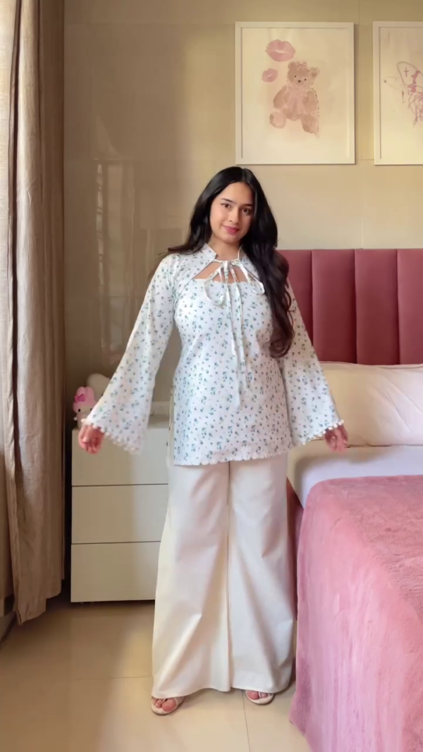 Floral Printed Bell Sleeve Top