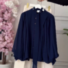 Navy Chiffon Blouse with Wide Pants