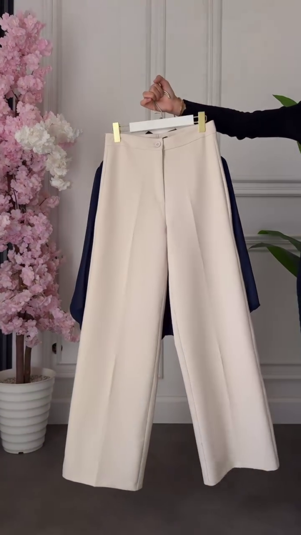 Navy Chiffon Blouse with Wide Pants