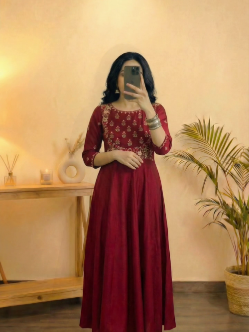 Maroon Anarkali Dress
