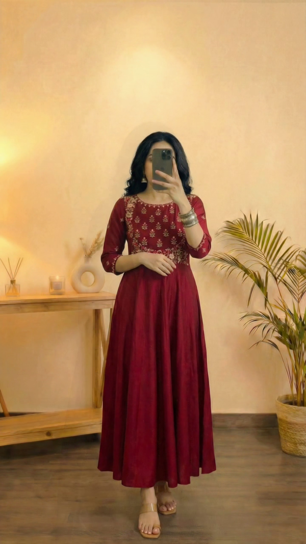 Maroon Anarkali Dress