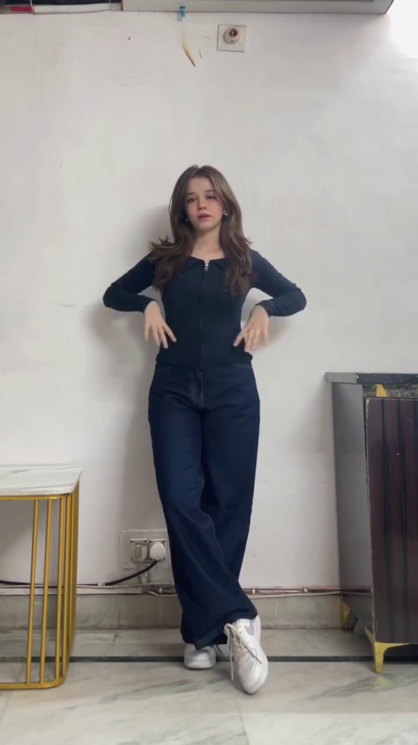 Black Off-Shoulder Top with Wide-Leg Jeans