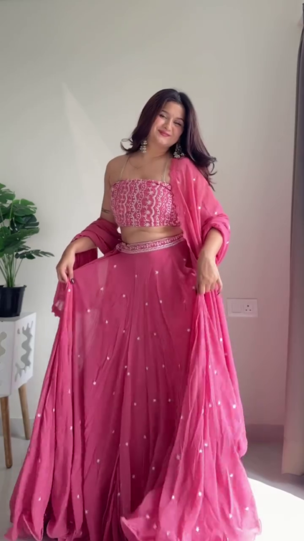 Peach Silk Lehenga Set