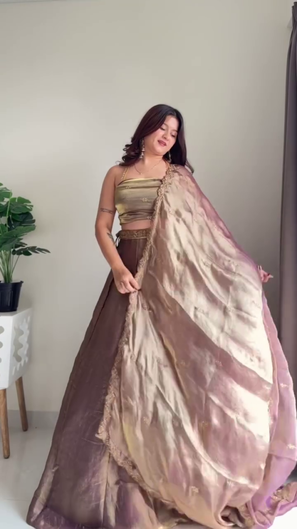 Peach Silk Lehenga Set