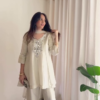 Cream Embroidered Kurta Palazzo Set