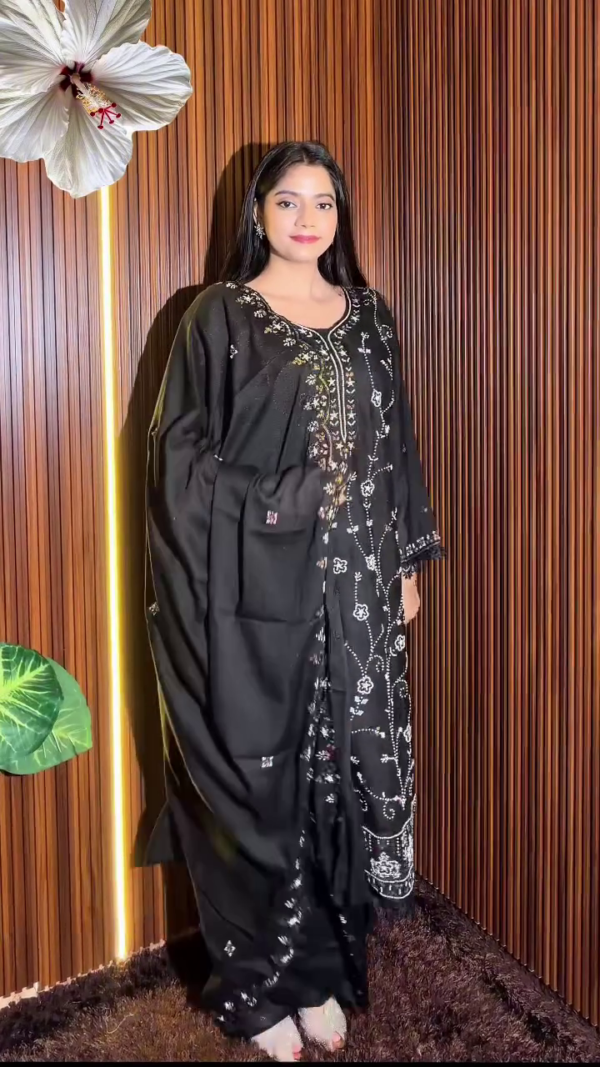 Brown Embroidered Kurta Set with Dupatta