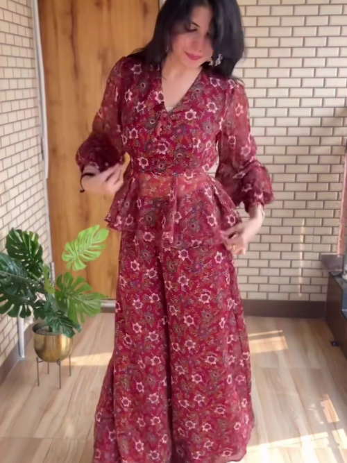 Red Floral Co-ord Set