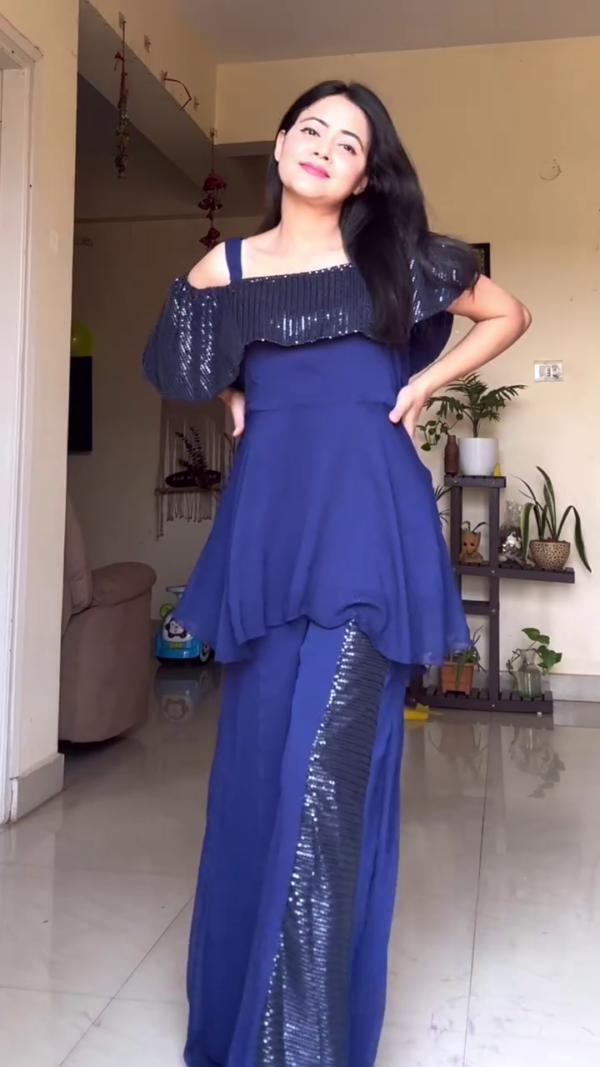 Navy Blue Off-Shoulder Co-ord Set