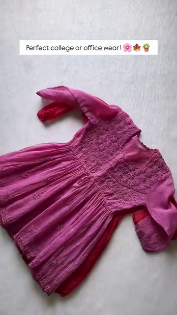 Red Embroidered Short Kurti