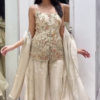 Beige Embroidered Sharara Set