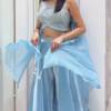 Sky Blue Indo-Western Lehenga Set