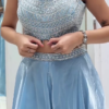 Sky Blue Indo-Western Lehenga Set